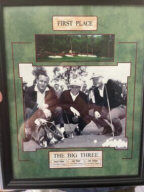 The Big Three Arnold Palmer & Jack Nicklaus & Gary Player Framed 8x10 golf Photo